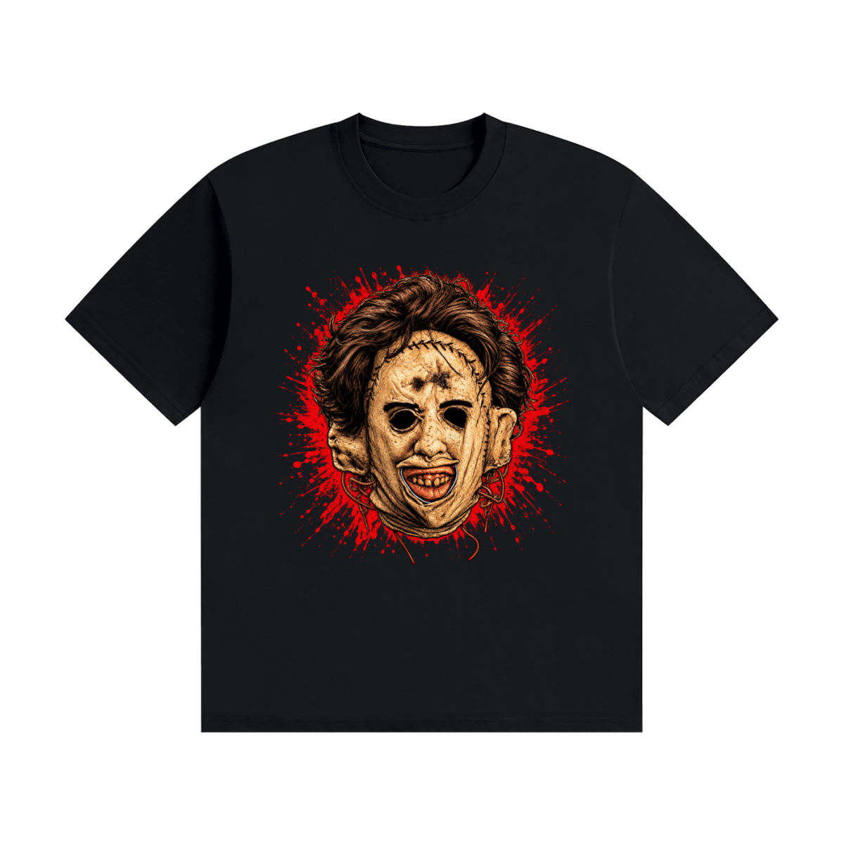 Leatherface-Inspired Mask Horror Unisex Seamless Cotton T-Shirt - Shirt Habit