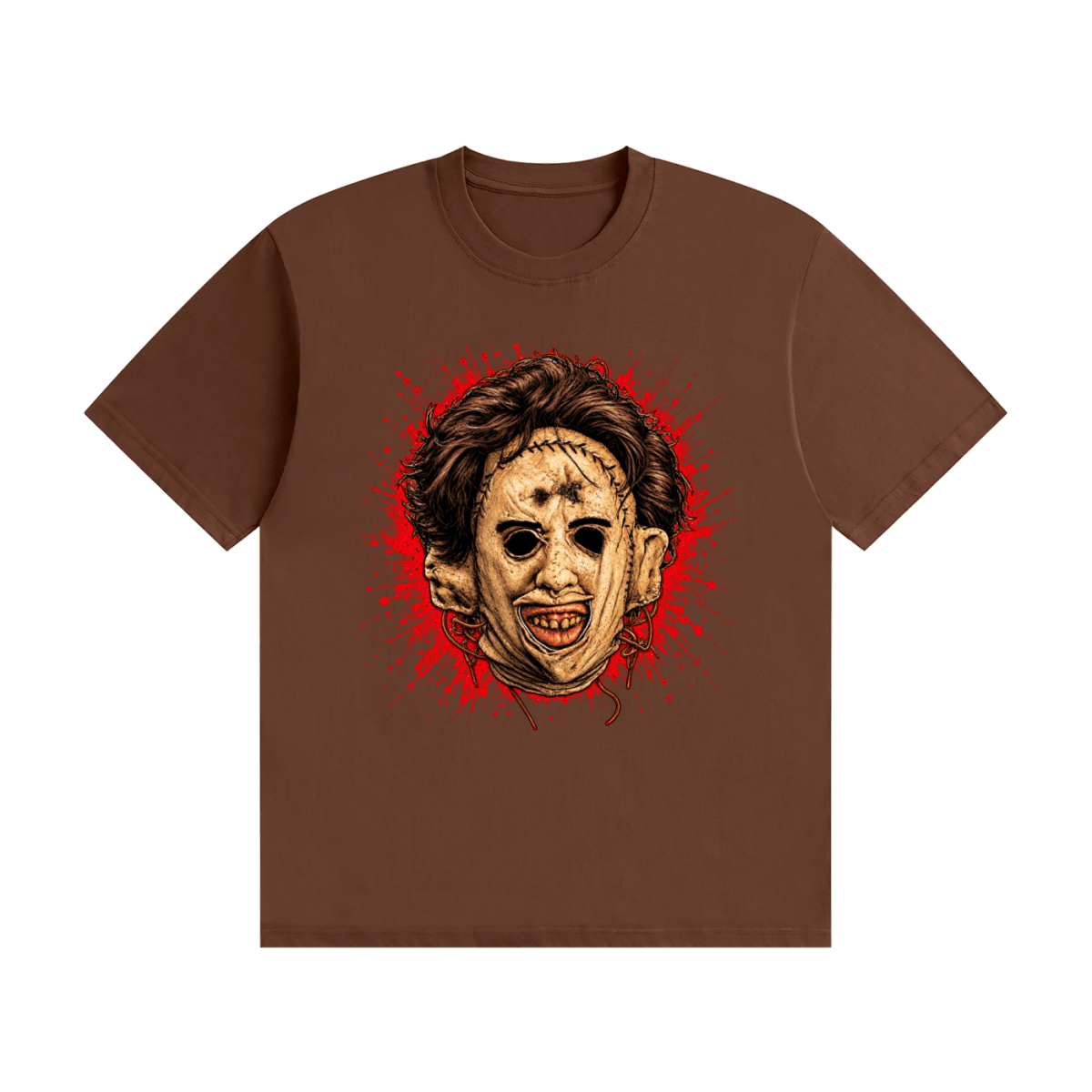Leatherface-Inspired Mask Horror Unisex Seamless Cotton T-Shirt - Shirt Habit