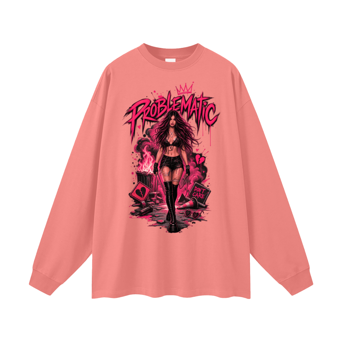 Problematic Baddie Energy Oversized Long Sleeve T-Shirt - Shirt Habit