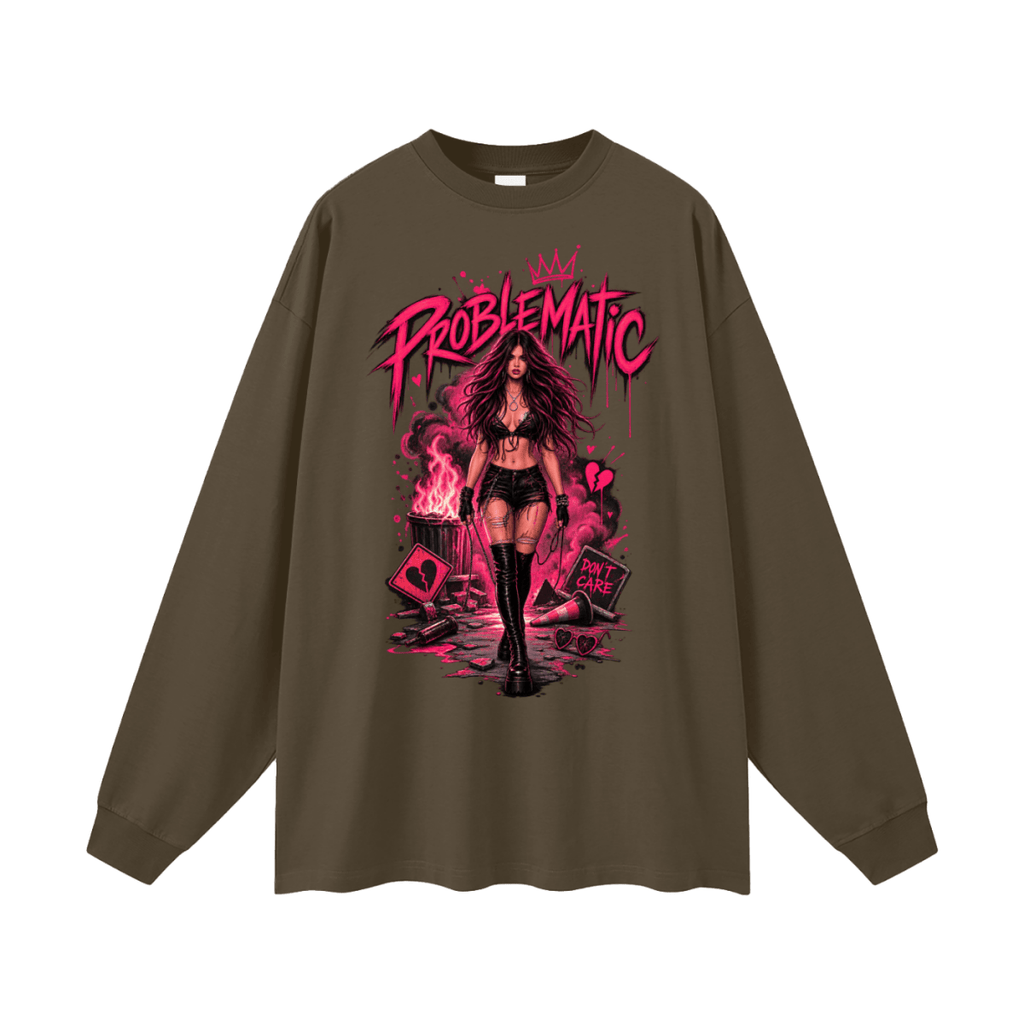 Problematic Baddie Energy Oversized Long Sleeve T-Shirt - Shirt Habit