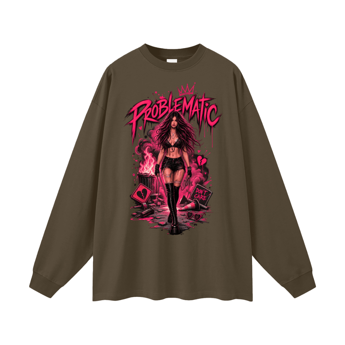 Problematic Baddie Energy Oversized Long Sleeve T-Shirt - Shirt Habit