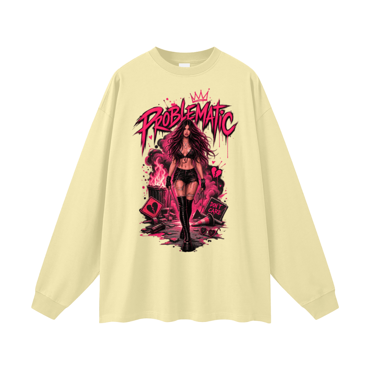 Problematic Baddie Energy Oversized Long Sleeve T-Shirt - Shirt Habit