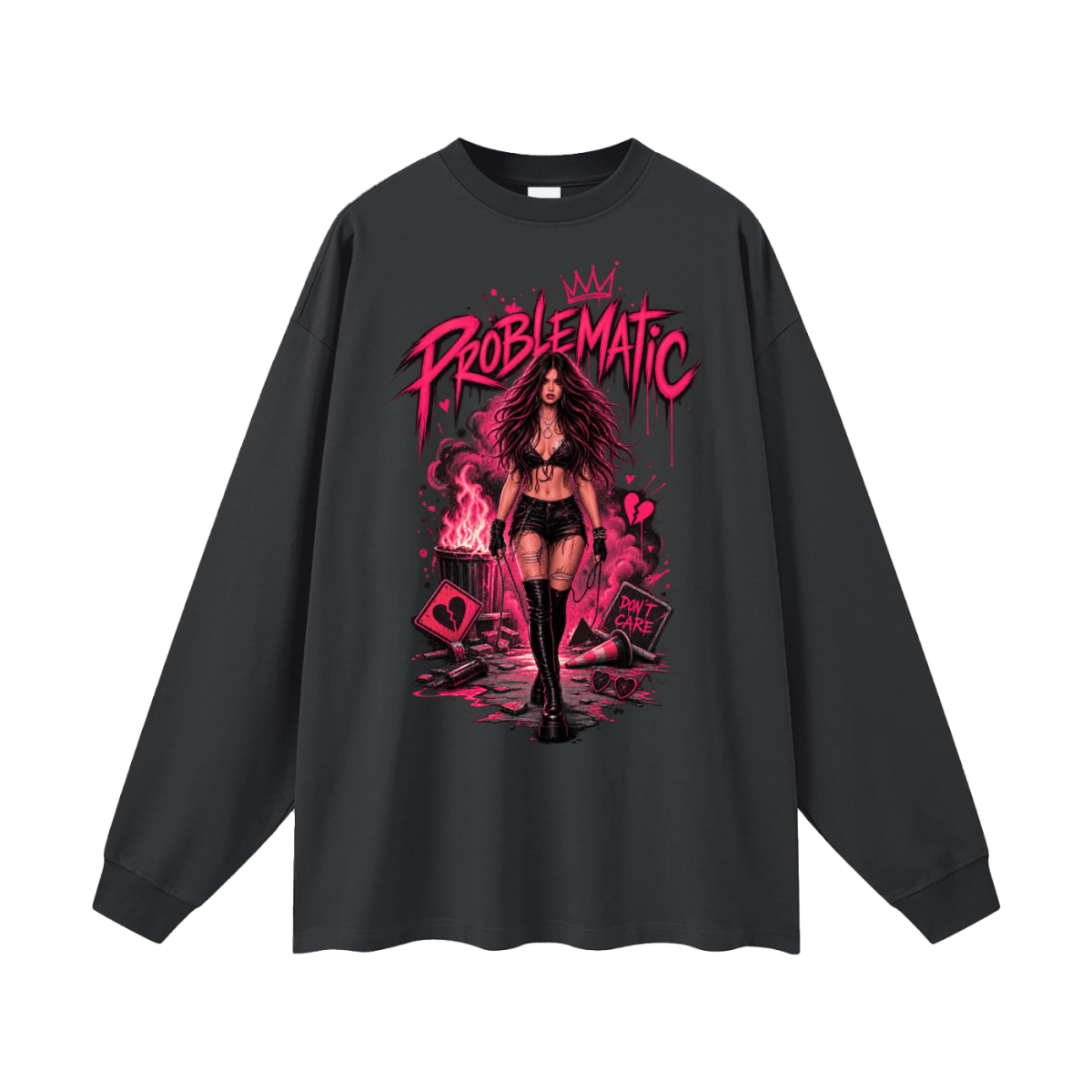 Problematic Baddie Energy Oversized Long Sleeve T-Shirt - Shirt Habit
