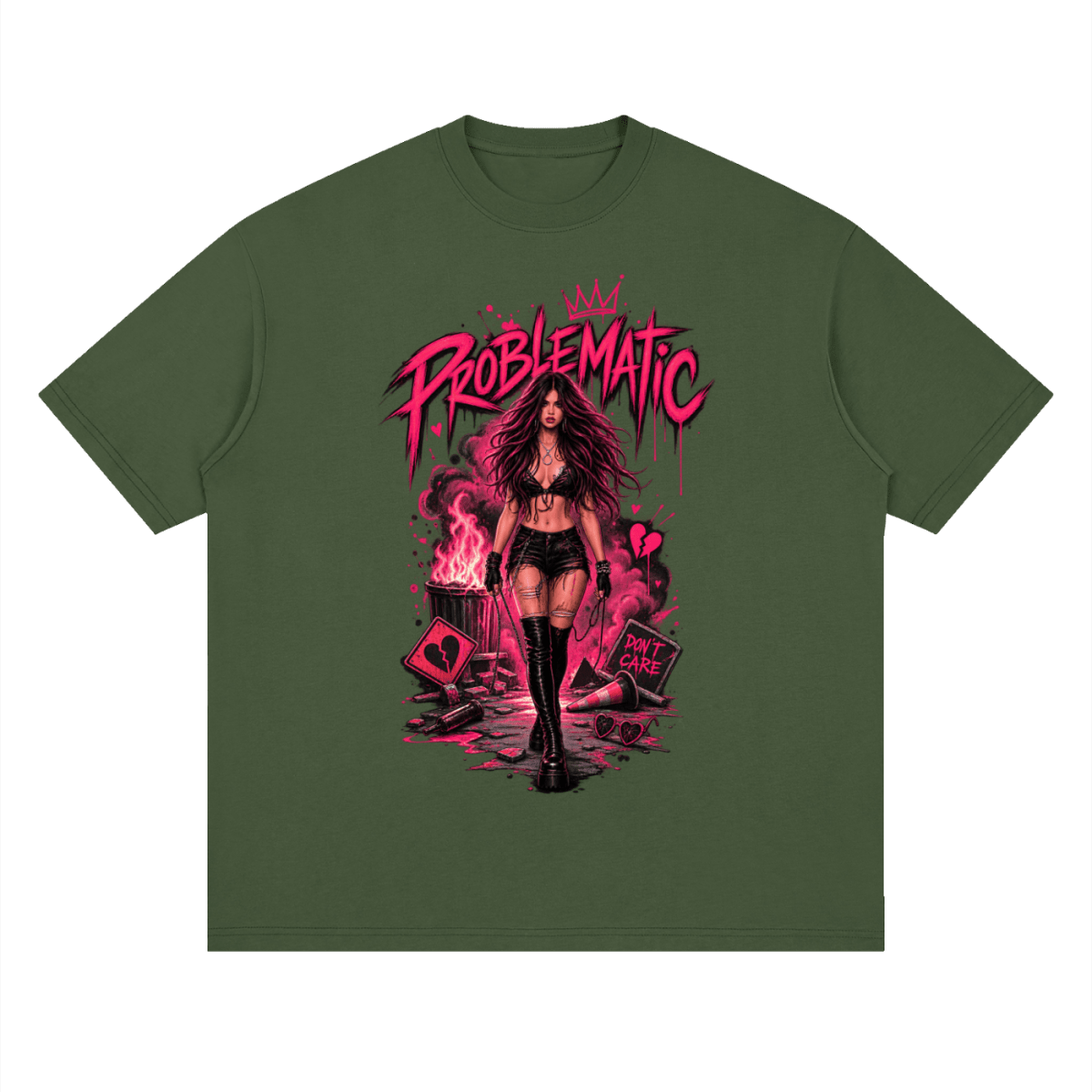 Problematic Baddie Energy Streetwear Loose Drop Shoulder T-Shirt - Shirt Habit