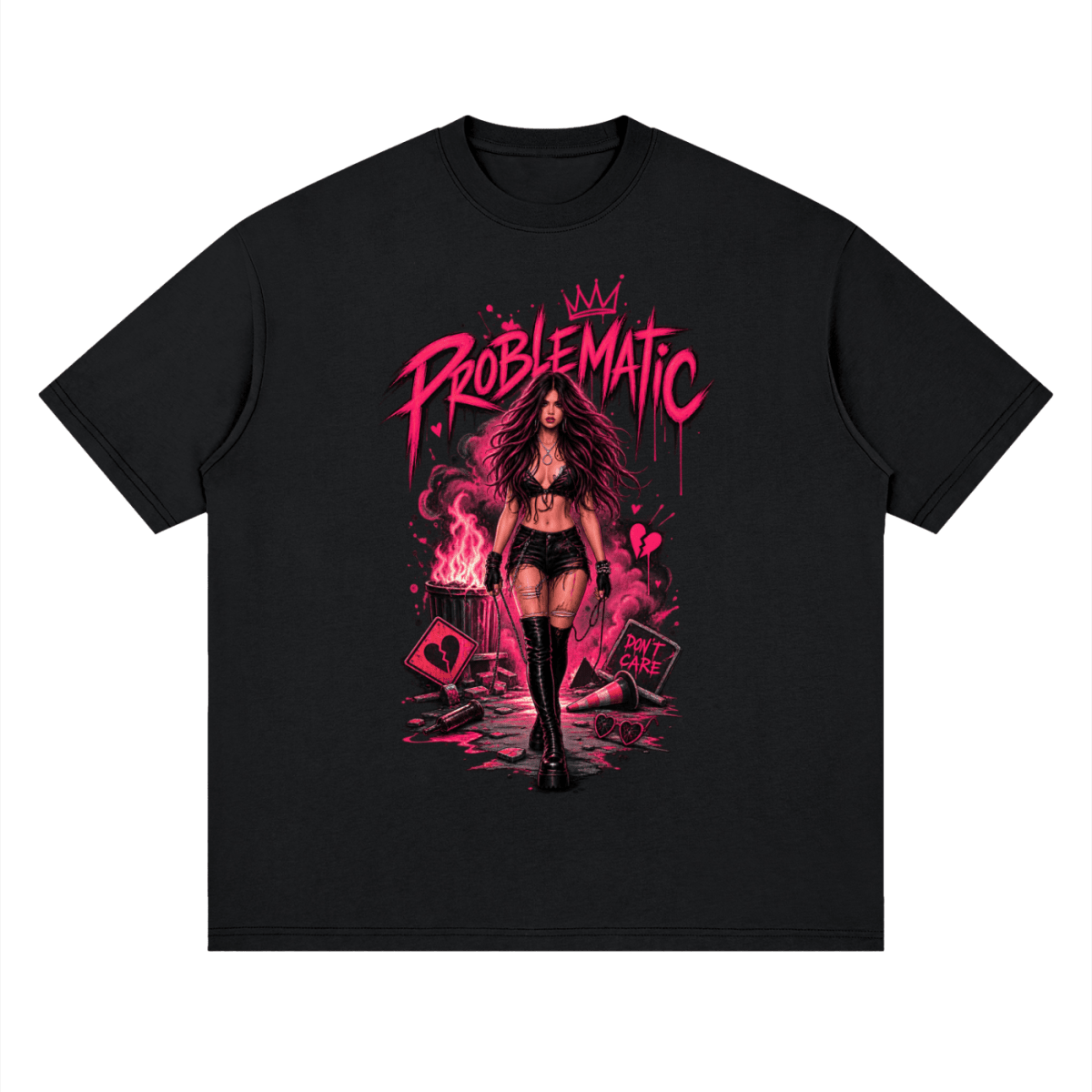 Problematic Baddie Energy Streetwear Loose Drop Shoulder T-Shirt - Shirt Habit