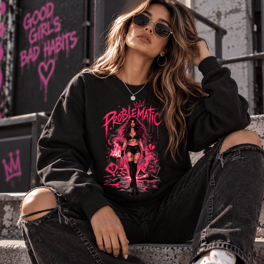 Problematic Baddie Energy Unisex Loose Crewneck Sweatshirt - Shirt Habit