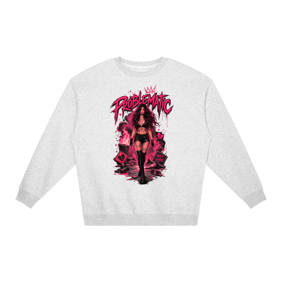 Problematic Baddie Energy Unisex Loose Crewneck Sweatshirt - Shirt Habit