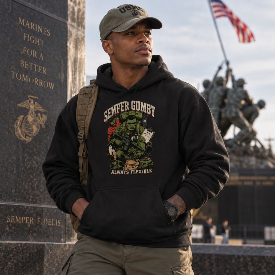 Semper Gumby Always Flexible Marine Corps Humor Essential Heavyweight Hoodie - Shirt Habit