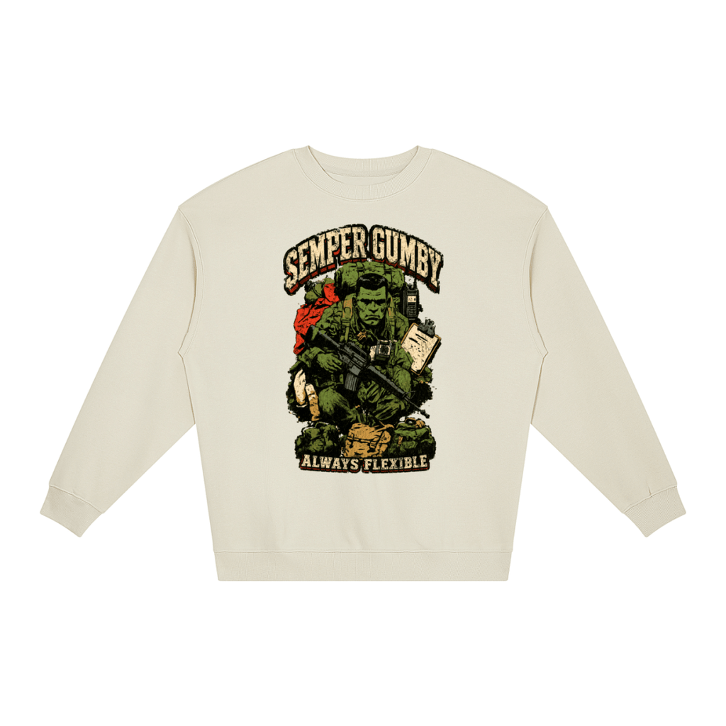 Semper Gumby Always Flexible Marine Corps Humor Loose Crewneck Sweatshirt - Shirt Habit