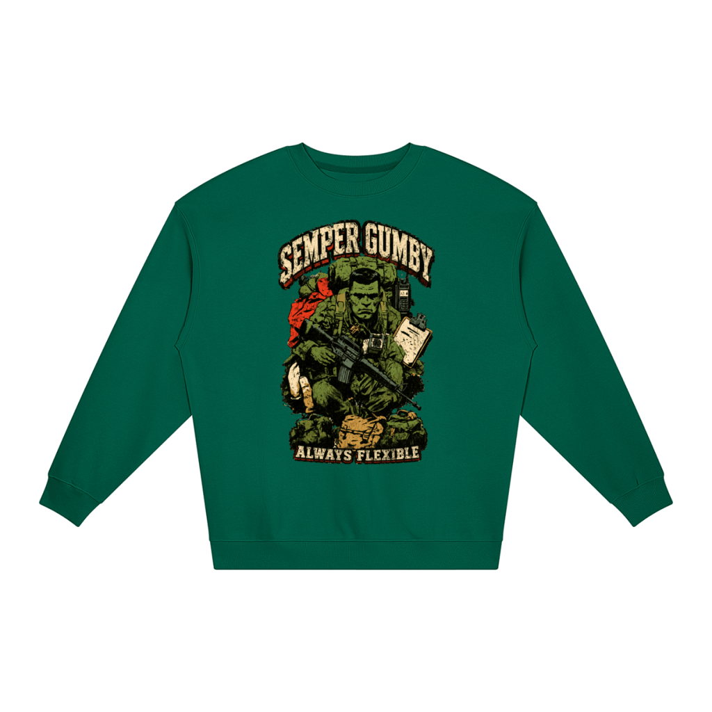 Semper Gumby Always Flexible Marine Corps Humor Loose Crewneck Sweatshirt - Shirt Habit