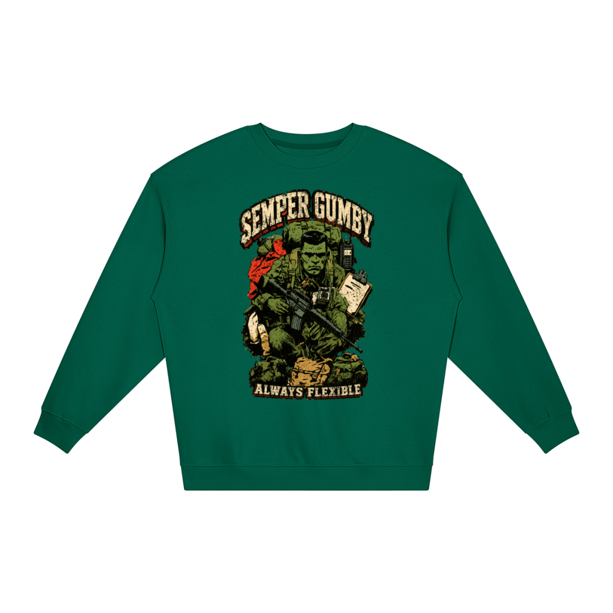 Semper Gumby Always Flexible Marine Corps Humor Loose Crewneck Sweatshirt - Shirt Habit