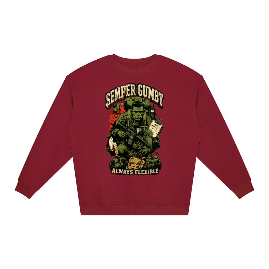 Semper Gumby Always Flexible Marine Corps Humor Loose Crewneck Sweatshirt - Shirt Habit