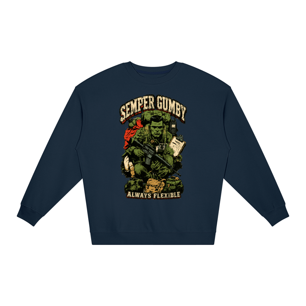Semper Gumby Always Flexible Marine Corps Humor Loose Crewneck Sweatshirt - Shirt Habit