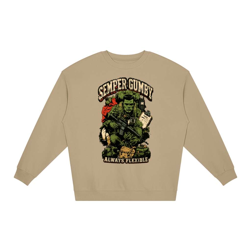 Semper Gumby Always Flexible Marine Corps Humor Loose Crewneck Sweatshirt - Shirt Habit