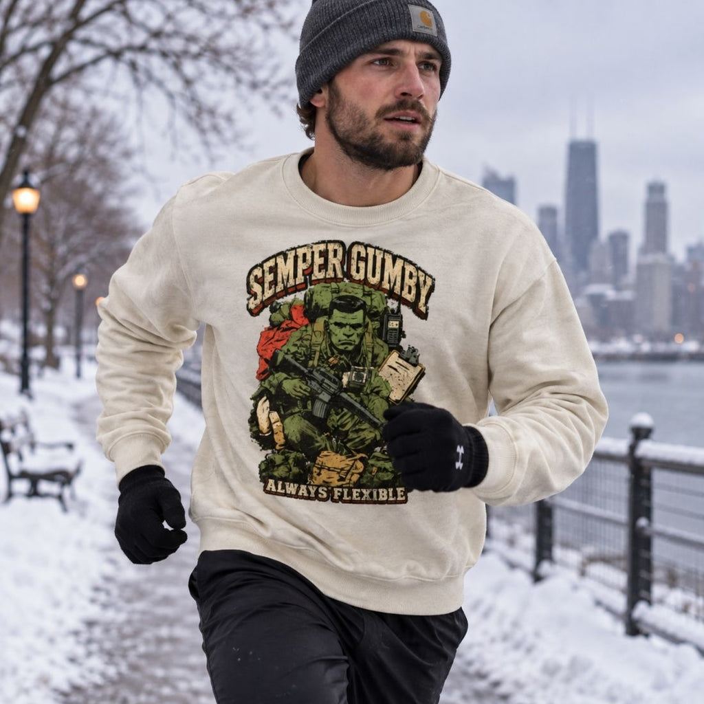 Semper Gumby Always Flexible Marine Corps Humor Loose Crewneck Sweatshirt - Shirt Habit