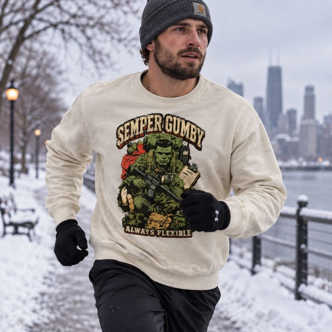Semper Gumby Always Flexible Marine Corps Humor Loose Crewneck Sweatshirt - Shirt Habit