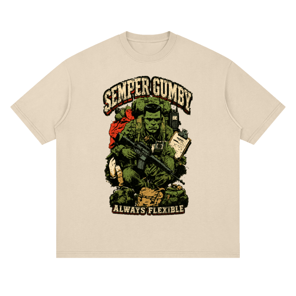 Semper Gumby Always Flexible Marine Corps Humor Streetwear Loose Drop Shoulder T-Shirt - Shirt Habit