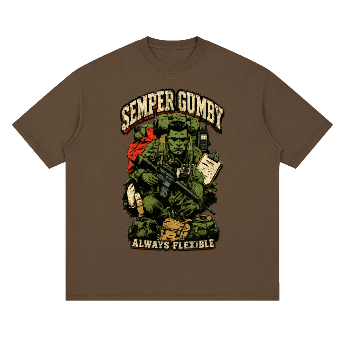 Semper Gumby Always Flexible Marine Corps Humor Streetwear Loose Drop Shoulder T-Shirt - Shirt Habit