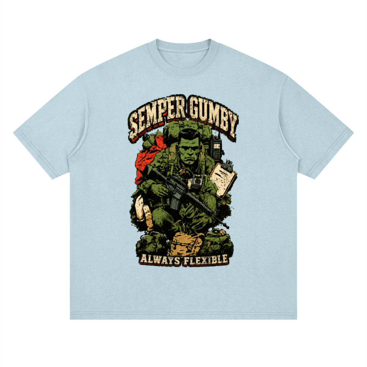 Semper Gumby Always Flexible Marine Corps Humor Streetwear Loose Drop Shoulder T-Shirt - Shirt Habit