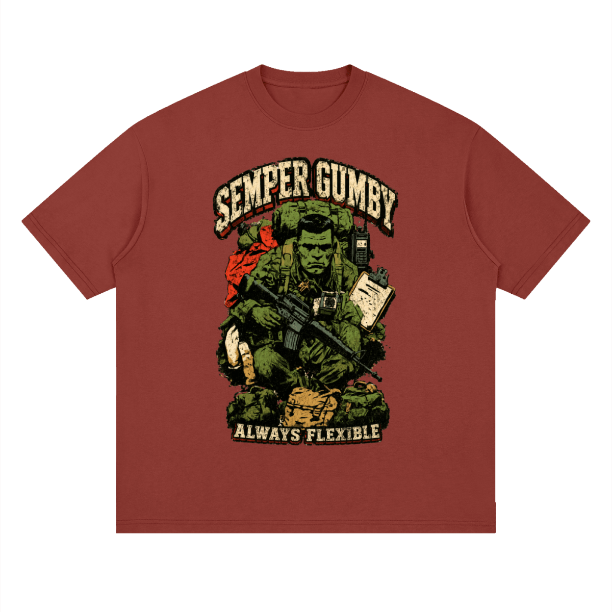 Semper Gumby Always Flexible Marine Corps Humor Streetwear Loose Drop Shoulder T-Shirt - Shirt Habit