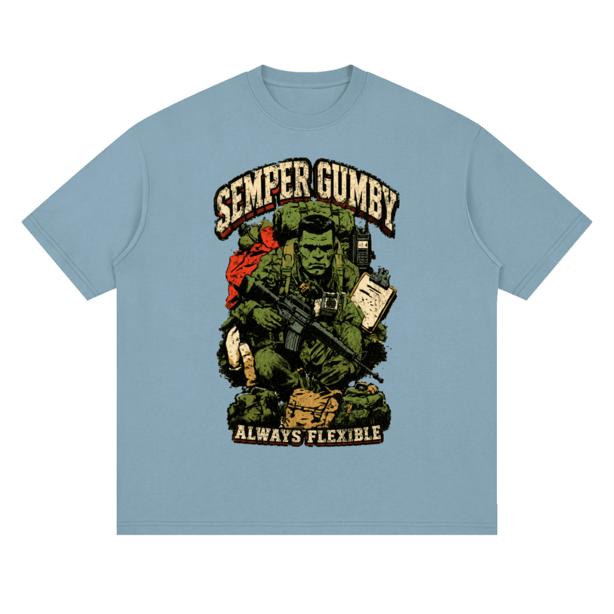 Semper Gumby Always Flexible Marine Corps Humor Streetwear Loose Drop Shoulder T-Shirt - Shirt Habit