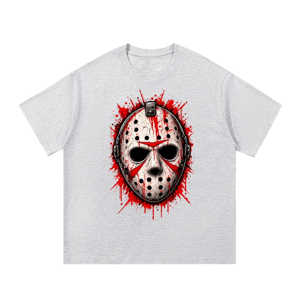 Splattered Hockey Mask Horror Essential Cotton T-Shirt - Shirt Habit