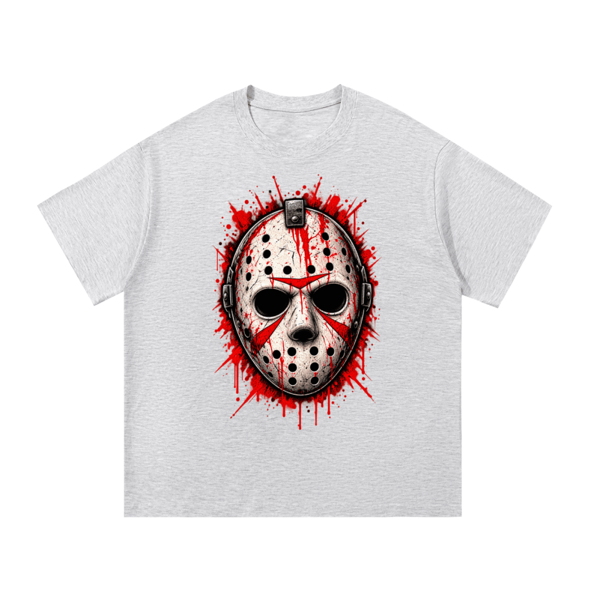 Splattered Hockey Mask Horror Essential Cotton T-Shirt - Shirt Habit