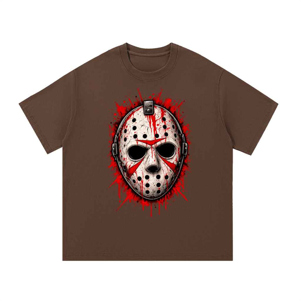Splattered Hockey Mask Horror Essential Cotton T-Shirt - Shirt Habit