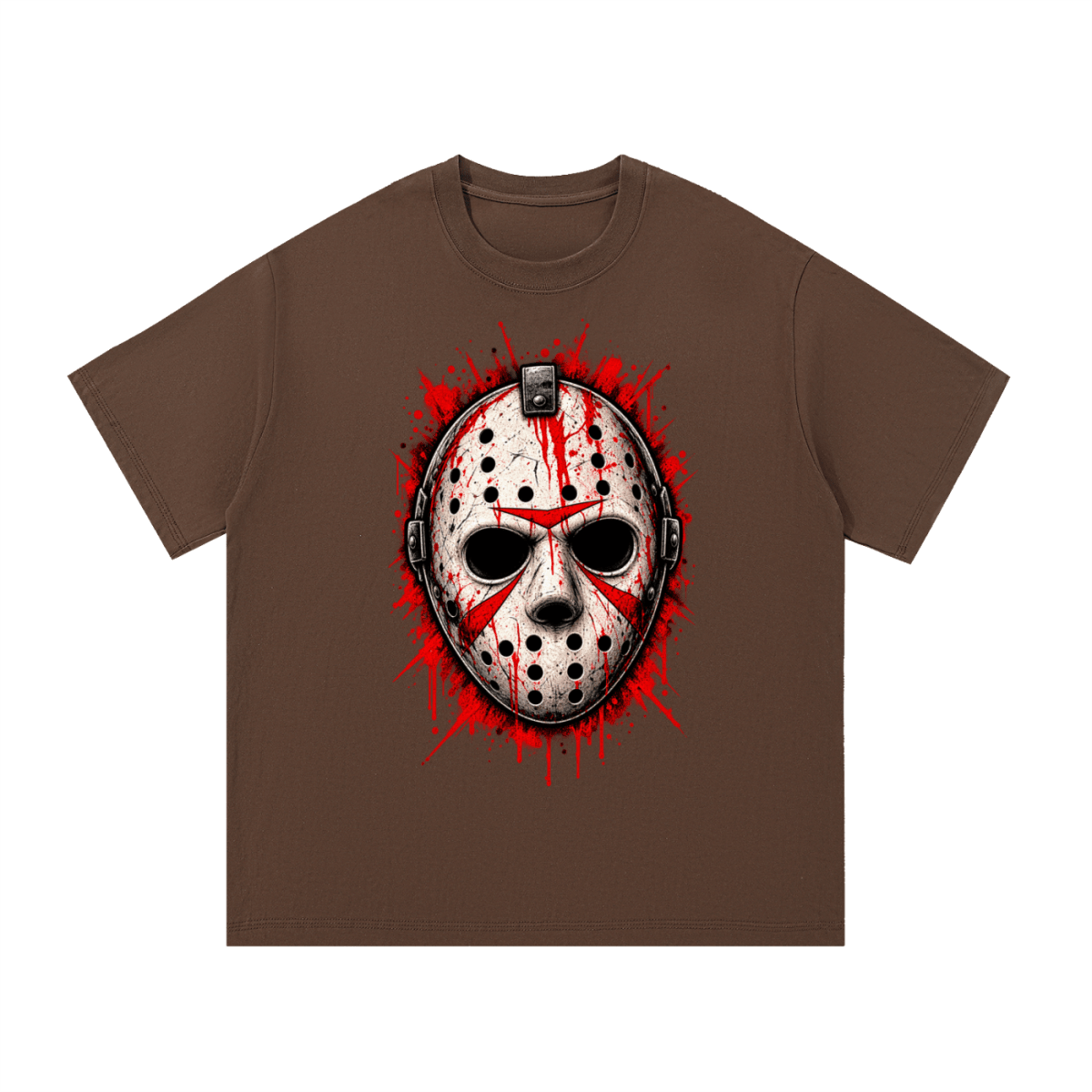 Splattered Hockey Mask Horror Essential Cotton T-Shirt - Shirt Habit