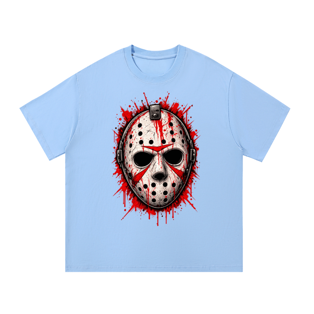 Splattered Hockey Mask Horror Essential Cotton T-Shirt - Shirt Habit