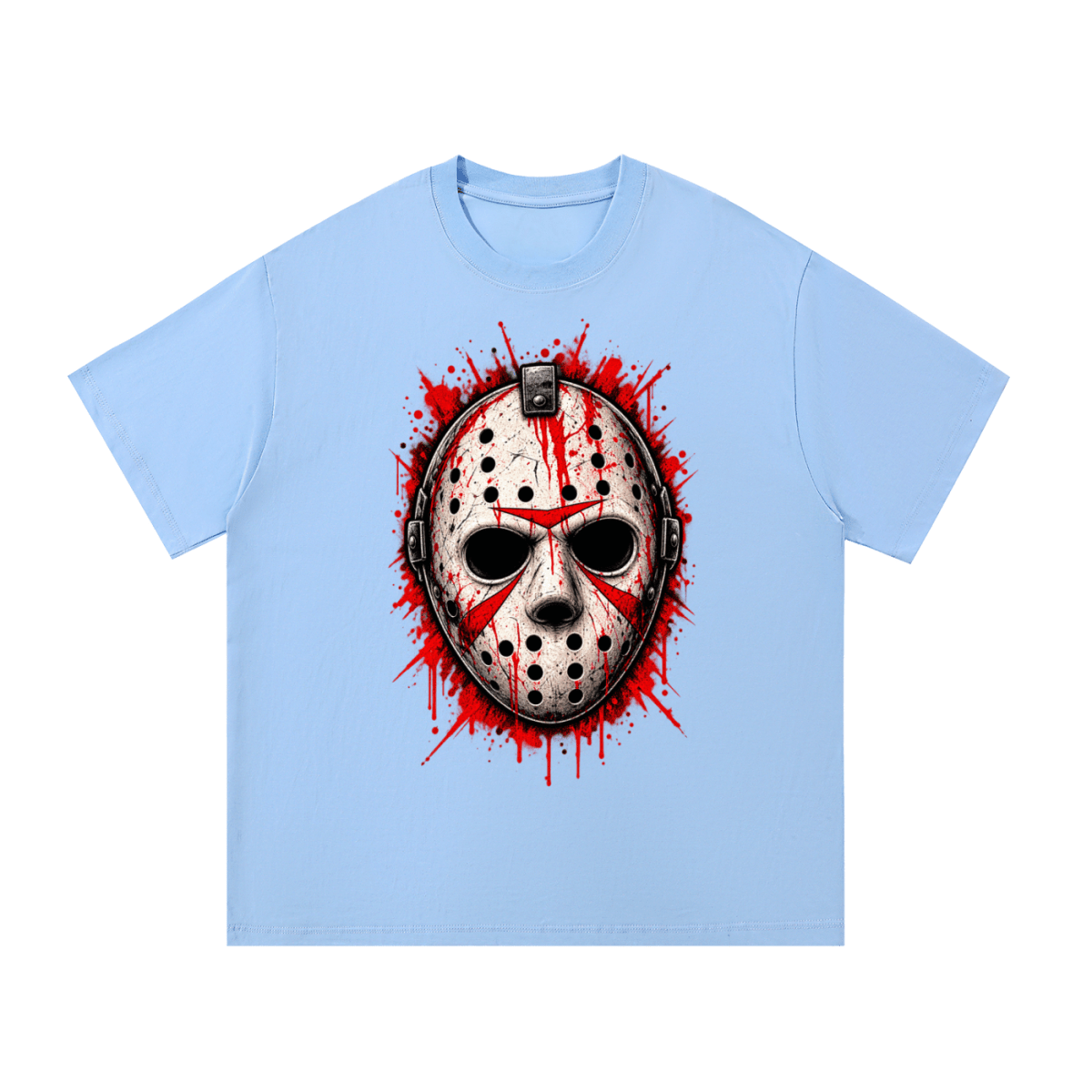 Splattered Hockey Mask Horror Essential Cotton T-Shirt - Shirt Habit