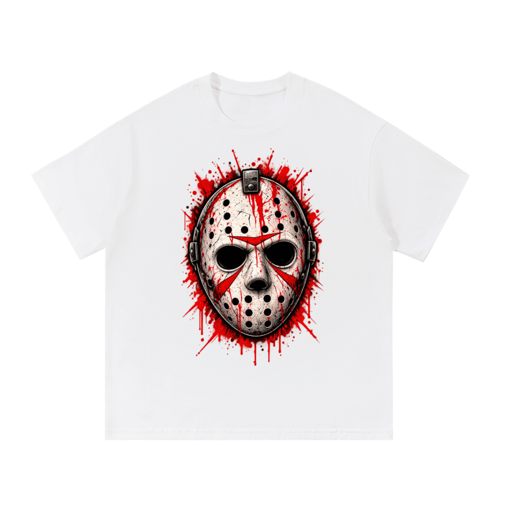 Splattered Hockey Mask Horror Essential Cotton T-Shirt - Shirt Habit