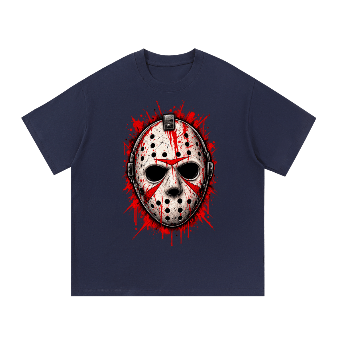 Splattered Hockey Mask Horror Essential Cotton T-Shirt - Shirt Habit