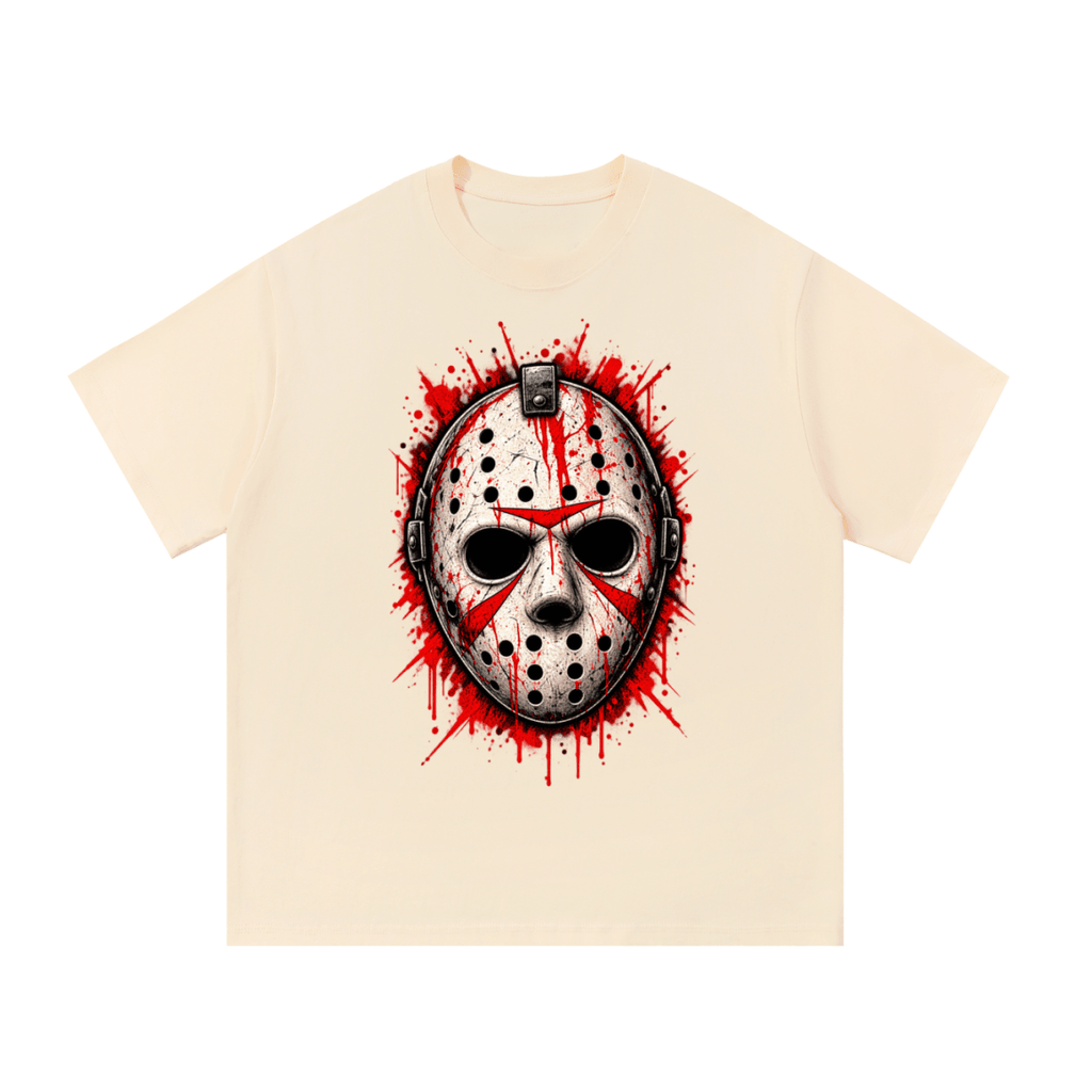 Splattered Hockey Mask Horror Essential Cotton T-Shirt - Shirt Habit