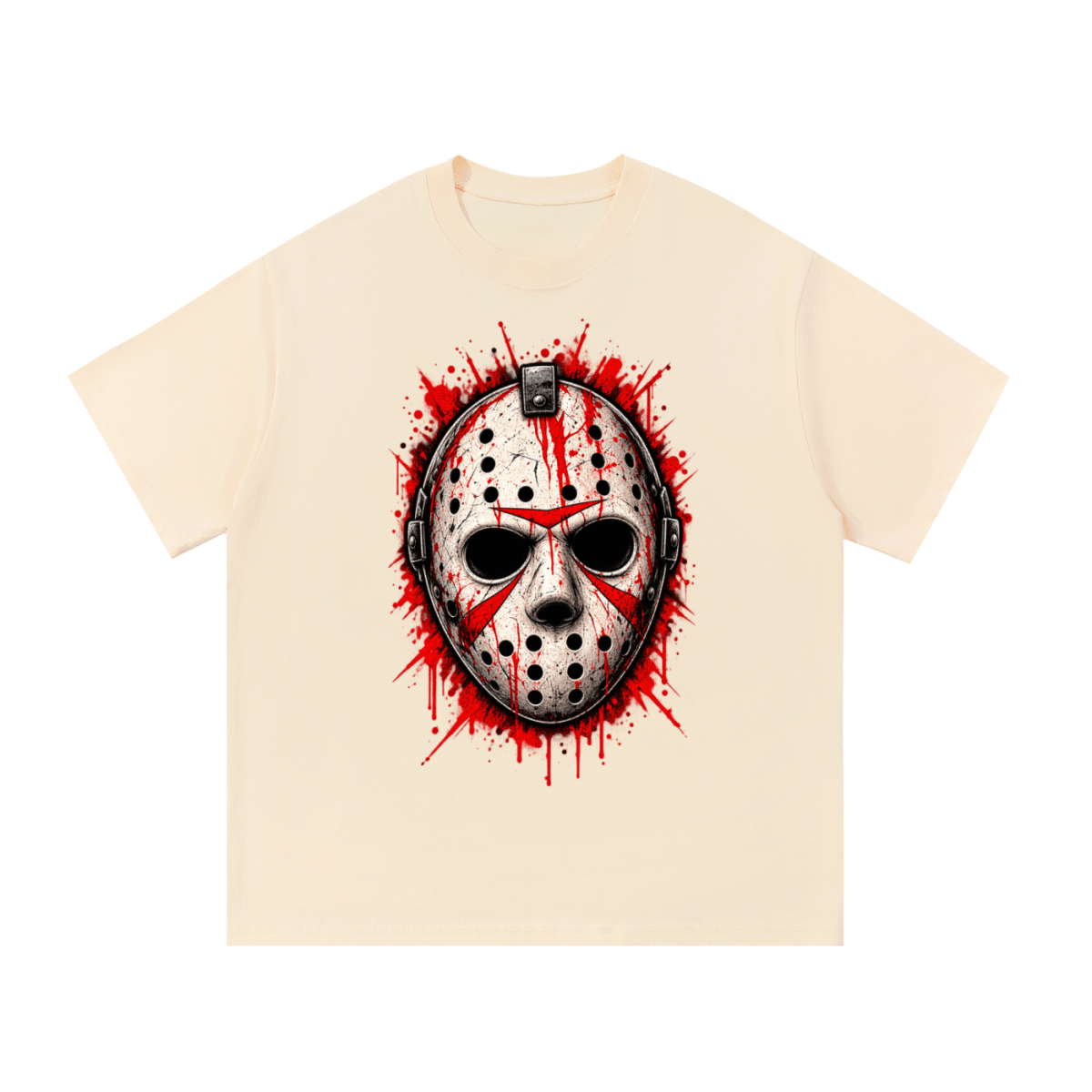 Splattered Hockey Mask Horror Essential Cotton T-Shirt - Shirt Habit