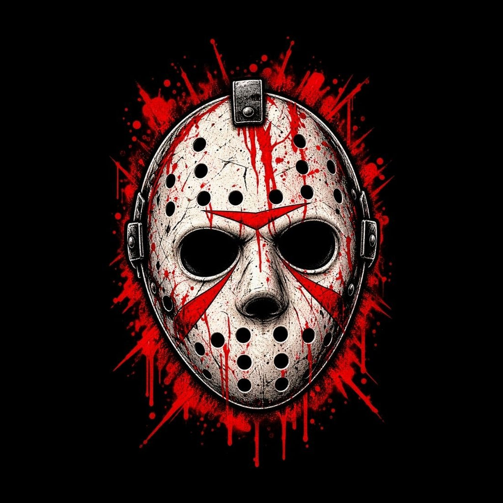 Splattered Hockey Mask Horror Essential Cotton T-Shirt - Shirt Habit