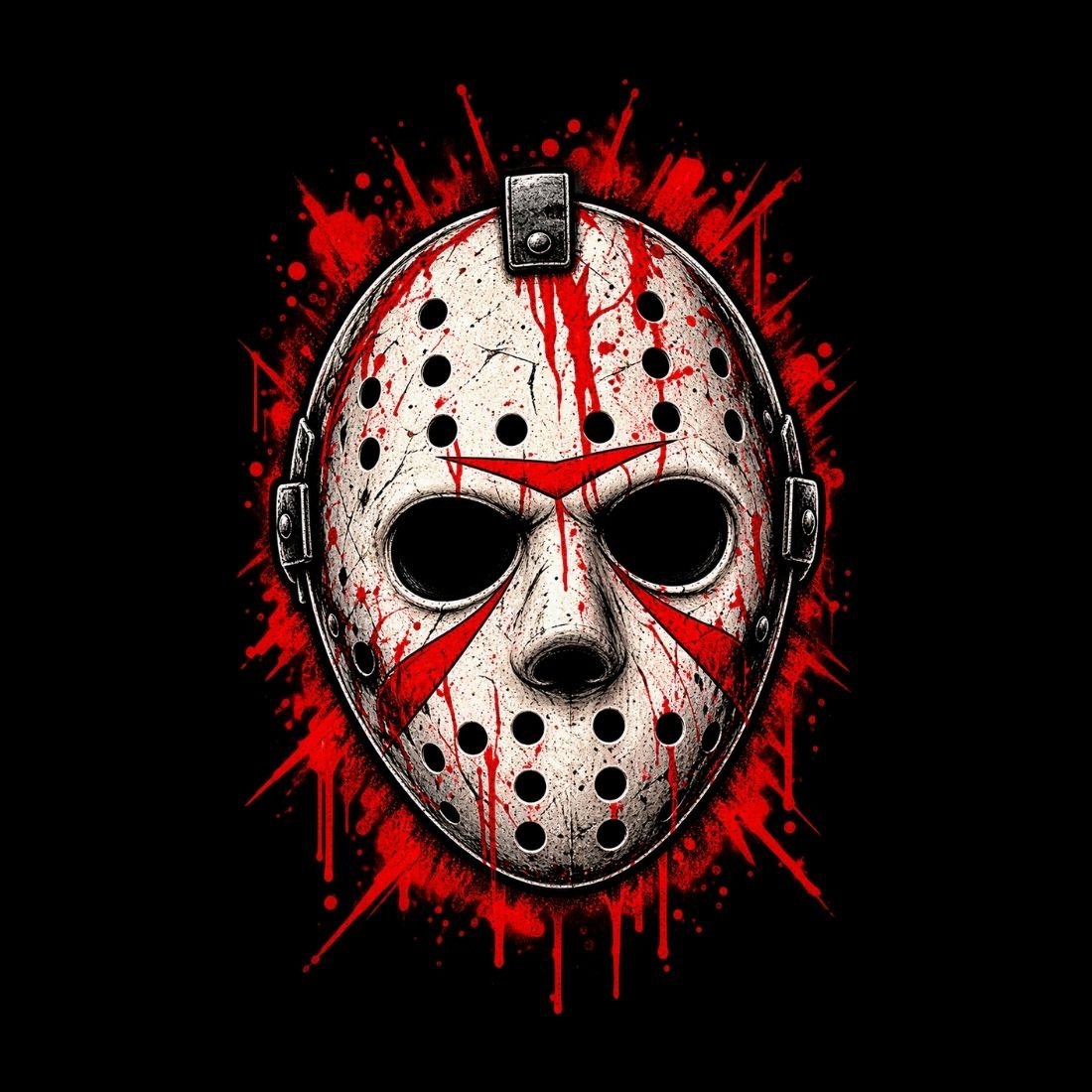 Splattered Hockey Mask Horror Essential Cotton T-Shirt - Shirt Habit