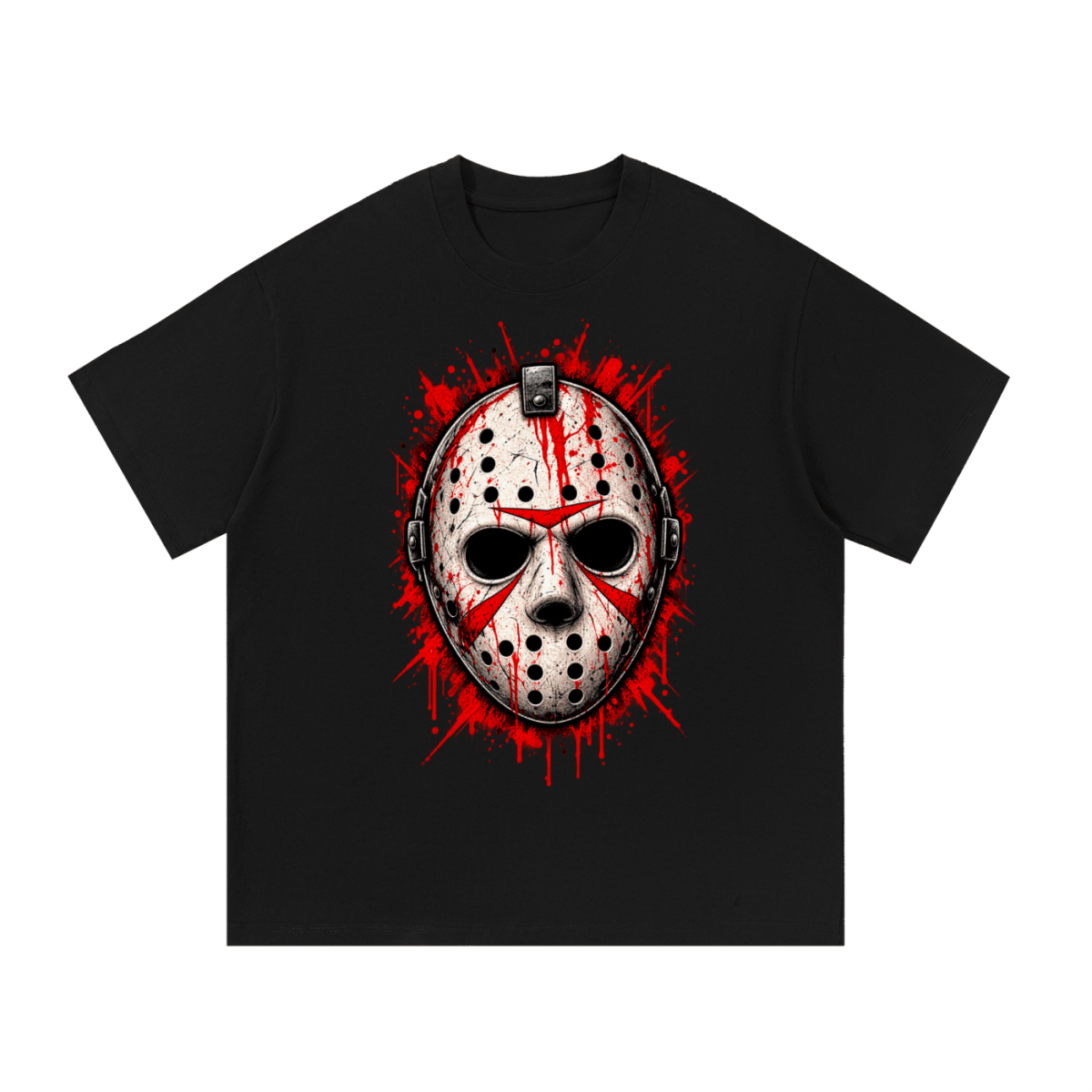 Splattered Hockey Mask Horror Essential Cotton T-Shirt - Shirt Habit