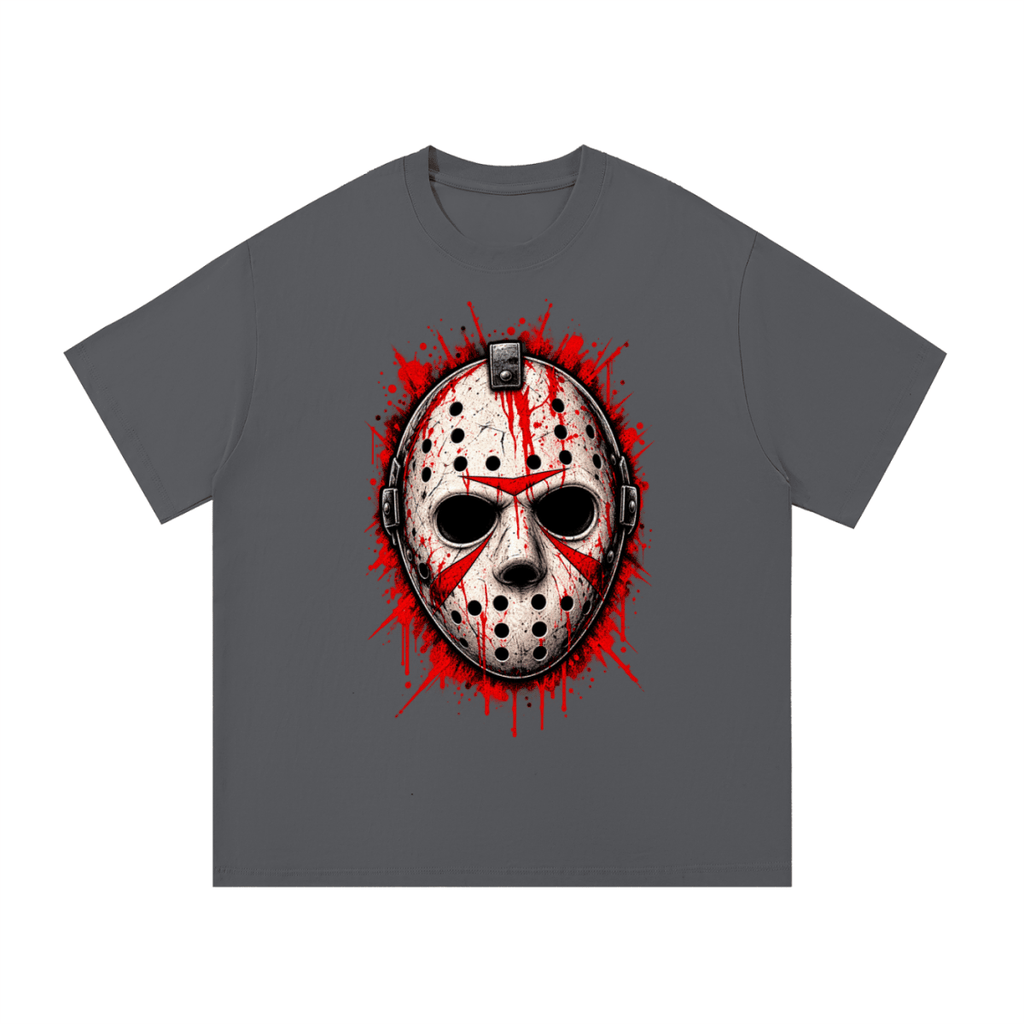 Splattered Hockey Mask Horror Essential Cotton T-Shirt - Shirt Habit