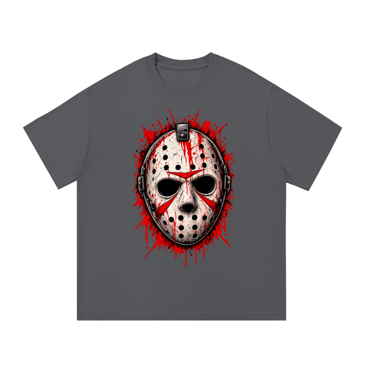 Splattered Hockey Mask Horror Essential Cotton T-Shirt - Shirt Habit