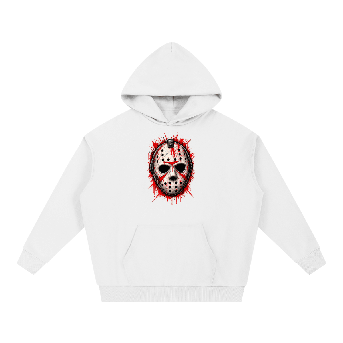 Splattered Hockey Mask Horror Essential Heavyweight Hoodie - Shirt Habit