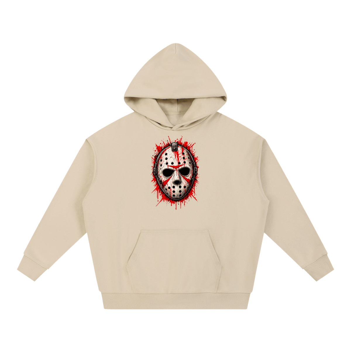 Splattered Hockey Mask Horror Essential Heavyweight Hoodie - Shirt Habit