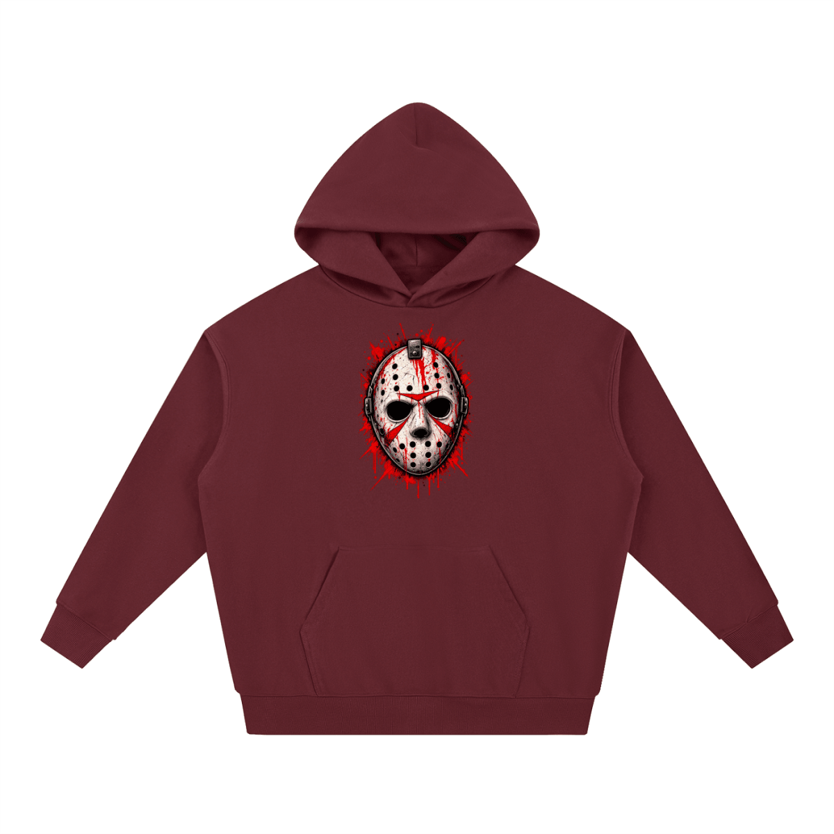 Splattered Hockey Mask Horror Essential Heavyweight Hoodie - Shirt Habit