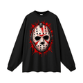 Splattered Hockey Mask Horror Oversized Long Sleeve T-Shirt - Shirt Habit