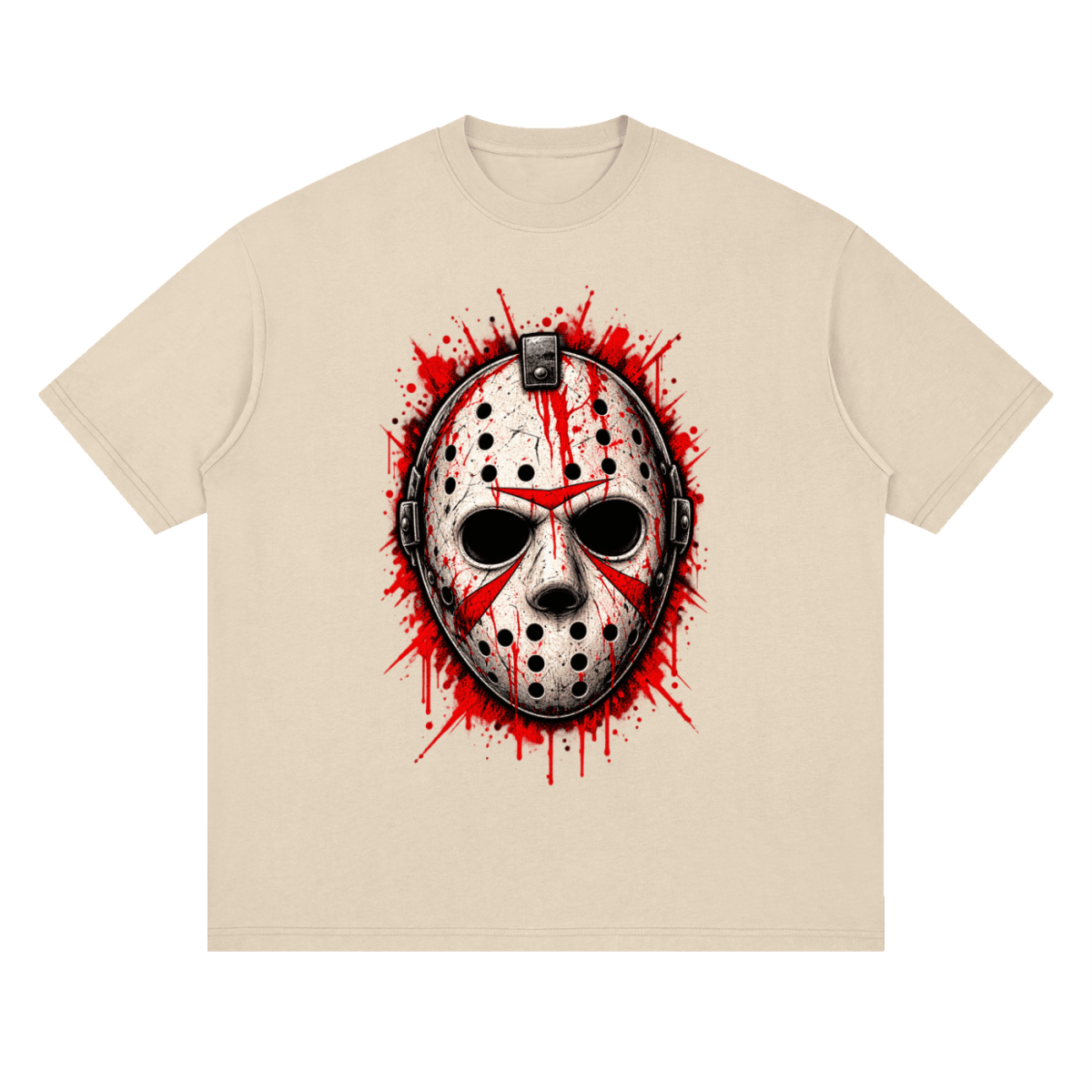 Splattered Hockey Mask Horror Streetwear T-Shirt - Shirt Habit