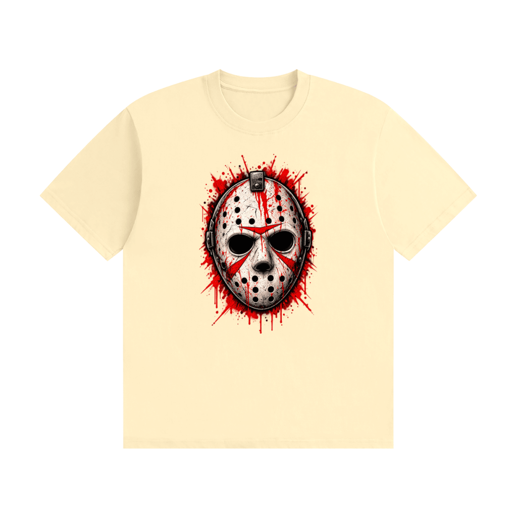 Splattered Hockey Mask Horror Unisex Seamless Cotton T-Shirt - Shirt Habit