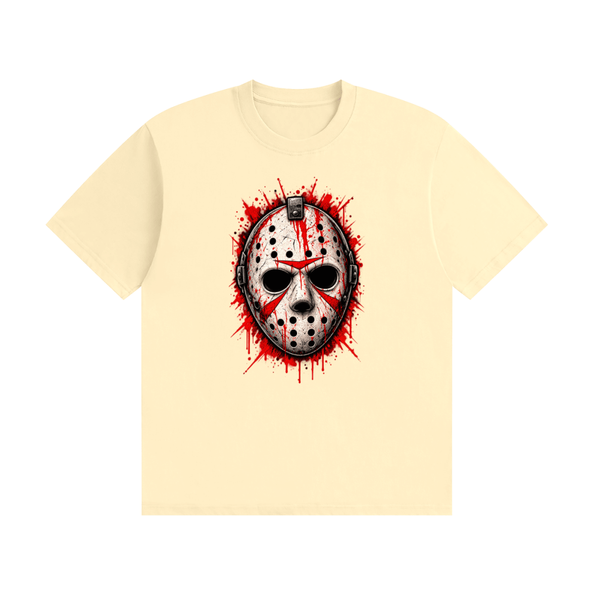 Splattered Hockey Mask Horror Unisex Seamless Cotton T-Shirt - Shirt Habit