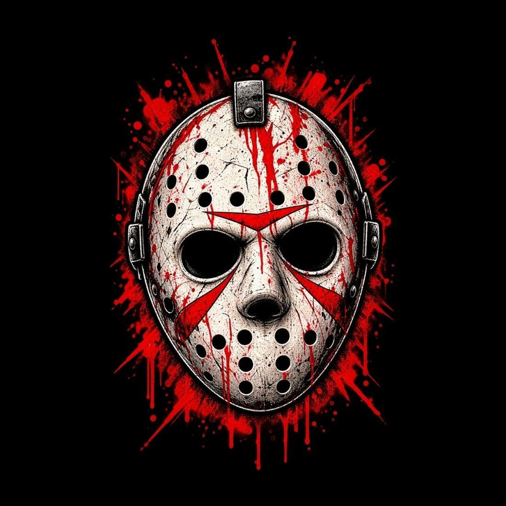 Splattered Hockey Mask Horror Unisex Seamless Cotton T-Shirt - Shirt Habit