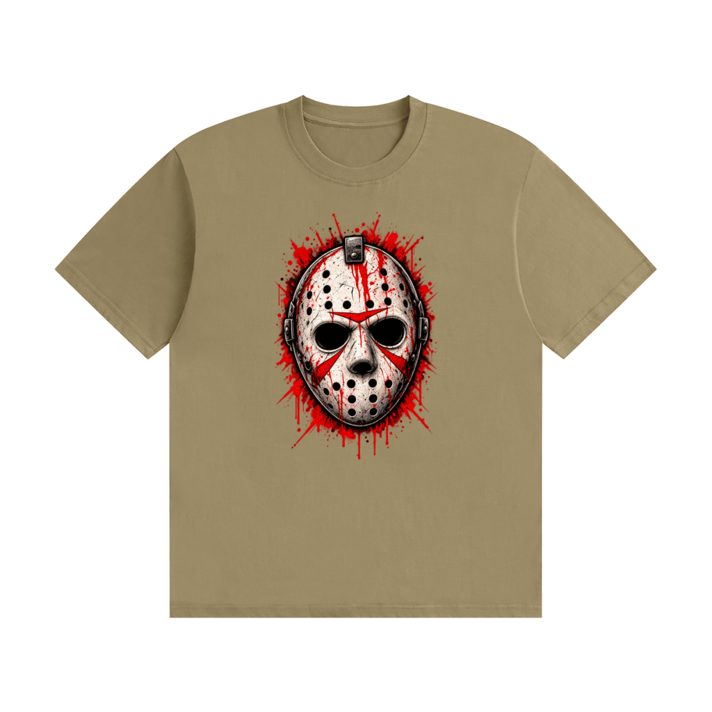 Splattered Hockey Mask Horror Unisex Seamless Cotton T-Shirt - Shirt Habit