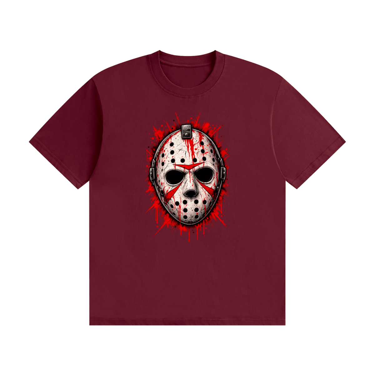Splattered Hockey Mask Horror Unisex Seamless Cotton T-Shirt - Shirt Habit